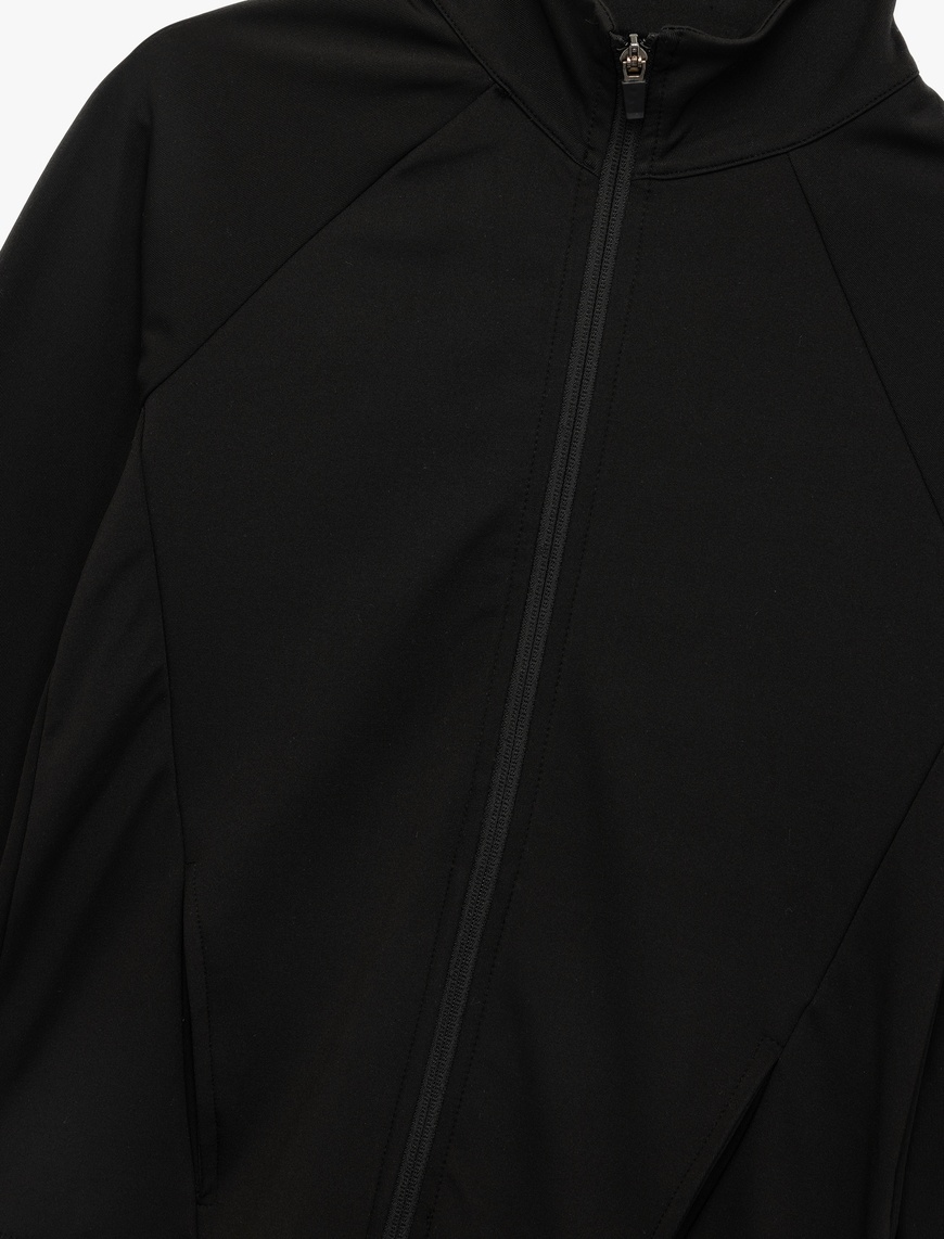   Slim Fit Dik Yaka Uzun Kollu Fermuarlı Spor Sweatshirt