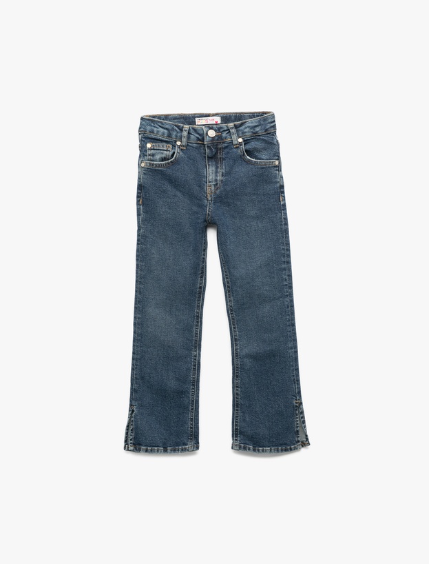 Pamuklu İspanyol Paça Slim Fit Denim Pantolon_0