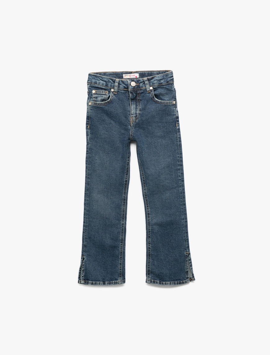  Kız Çocuk Pamuklu İspanyol Paça Slim Fit Denim Pantolon