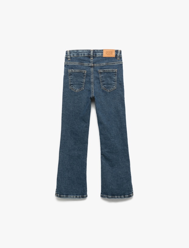 Pamuklu İspanyol Paça Slim Fit Denim Pantolon_1