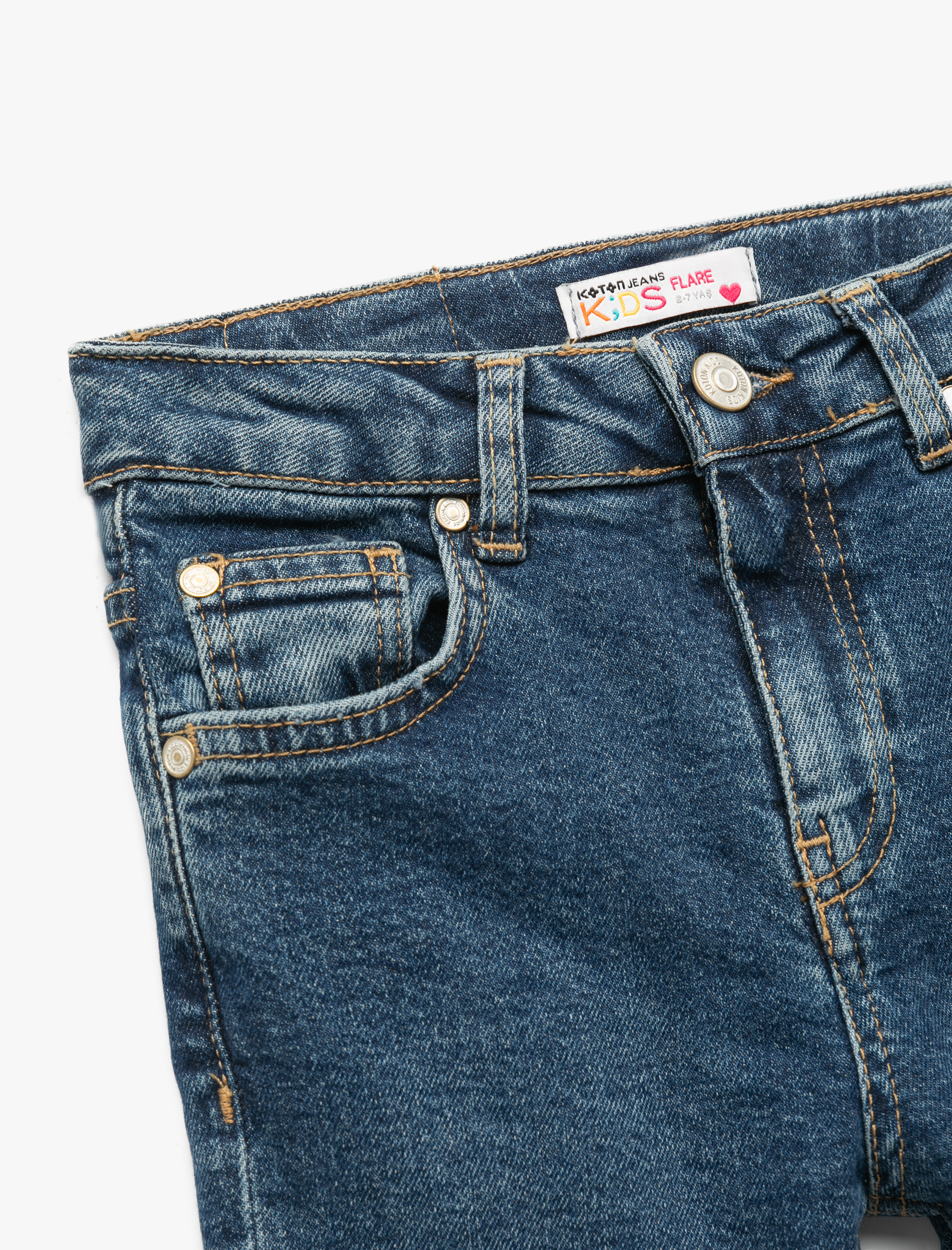  Kız Çocuk Pamuklu İspanyol Paça Slim Fit Denim Pantolon