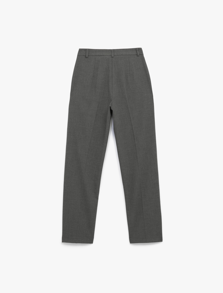   Normal Bel Straight Fit Nervür Detaylı Kumaş Pantolon