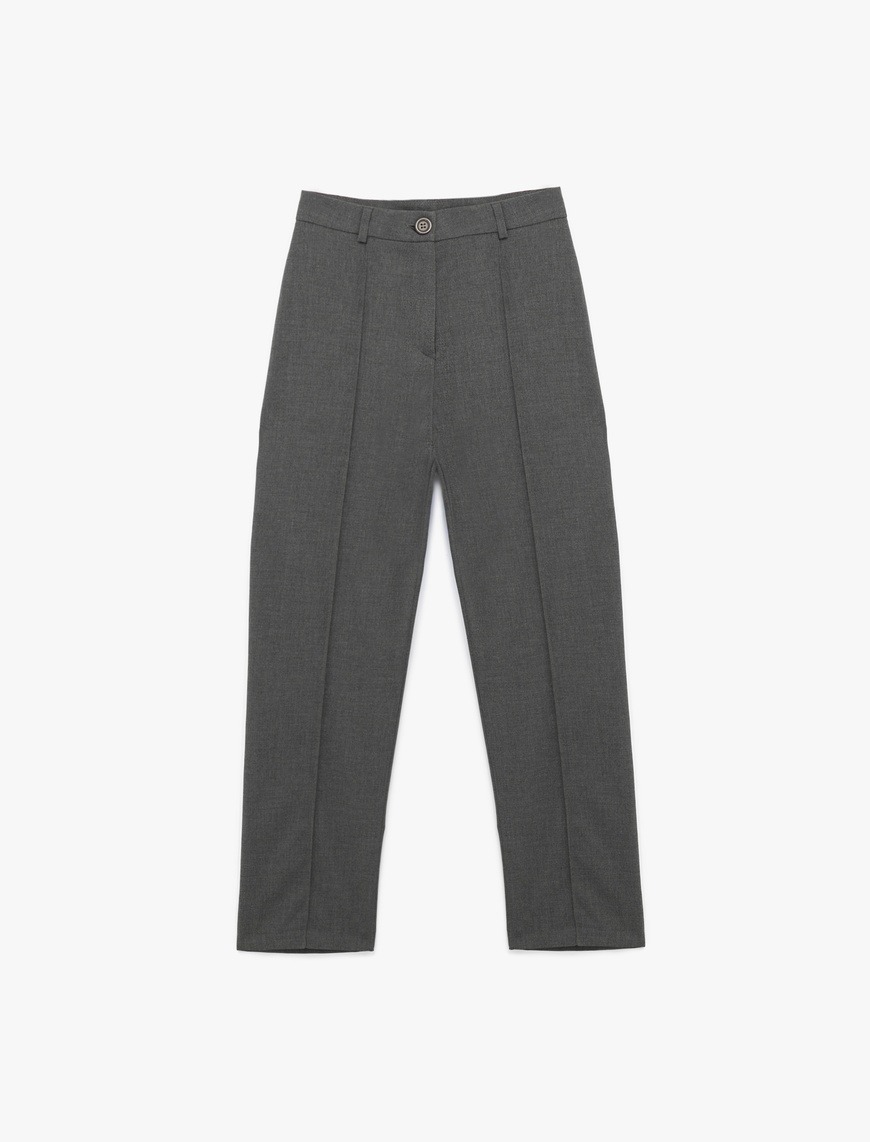   Normal Bel Straight Fit Nervür Detaylı Kumaş Pantolon