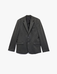 Slim Fit Kapaklı Cep Detaylı Uzun Kollu Mono Yaka Blazer Ceket