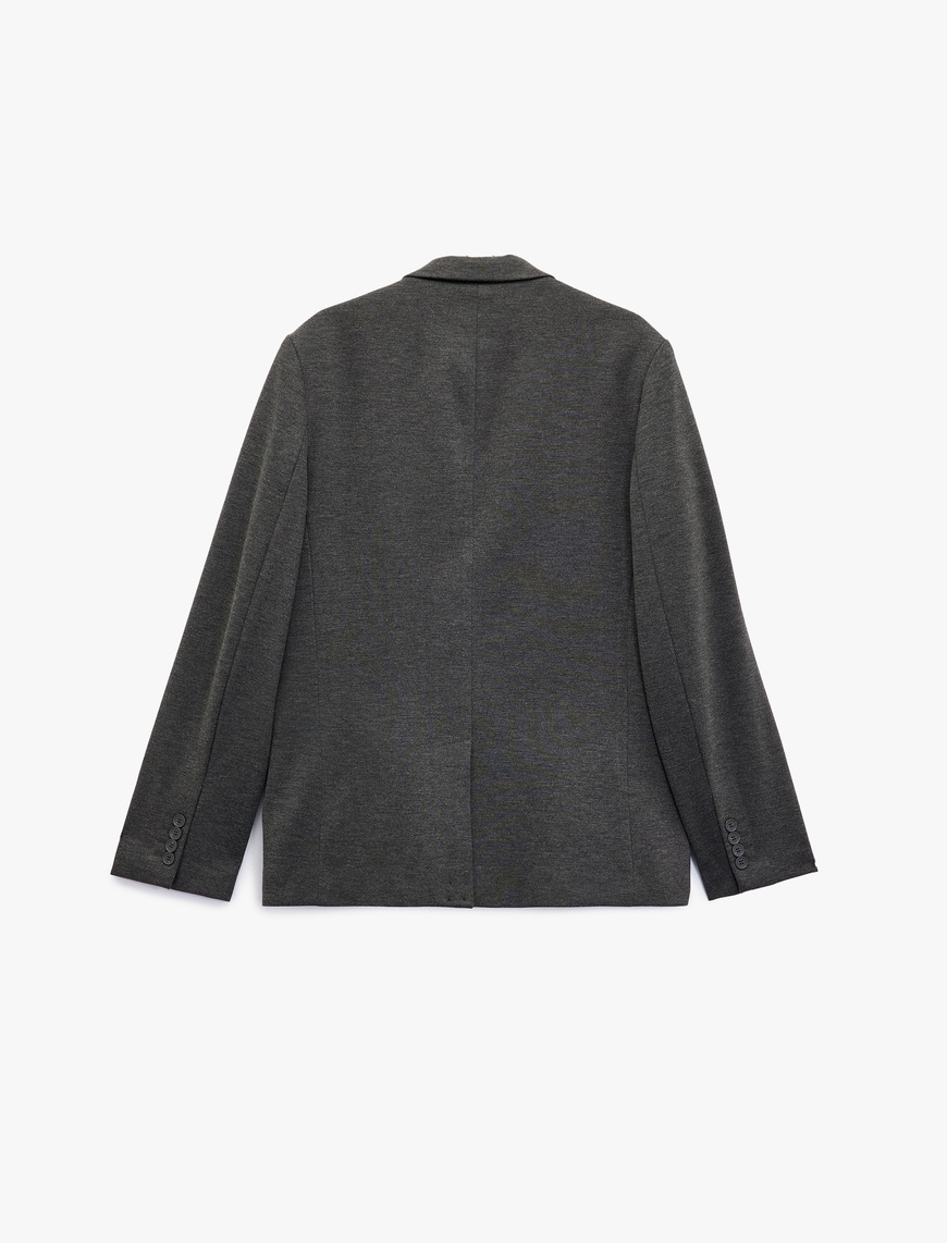   Slim Fit Kapaklı Cep Detaylı Uzun Kollu Mono Yaka Blazer Ceket