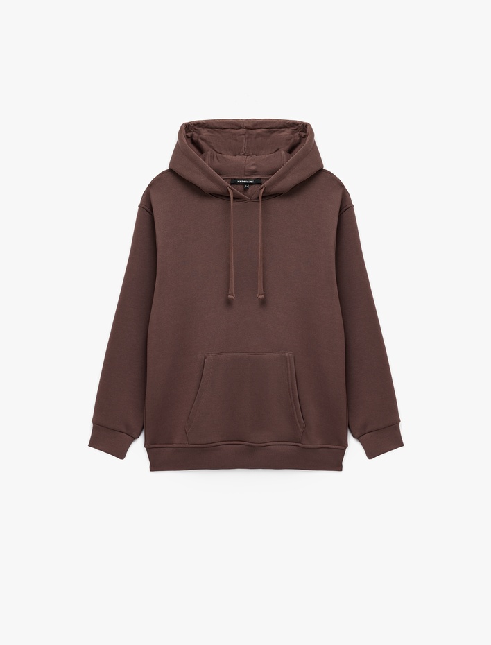  Kapüşonlu Uzun Kollu Kanguru Cepli Oversize Spor Sweatshirt