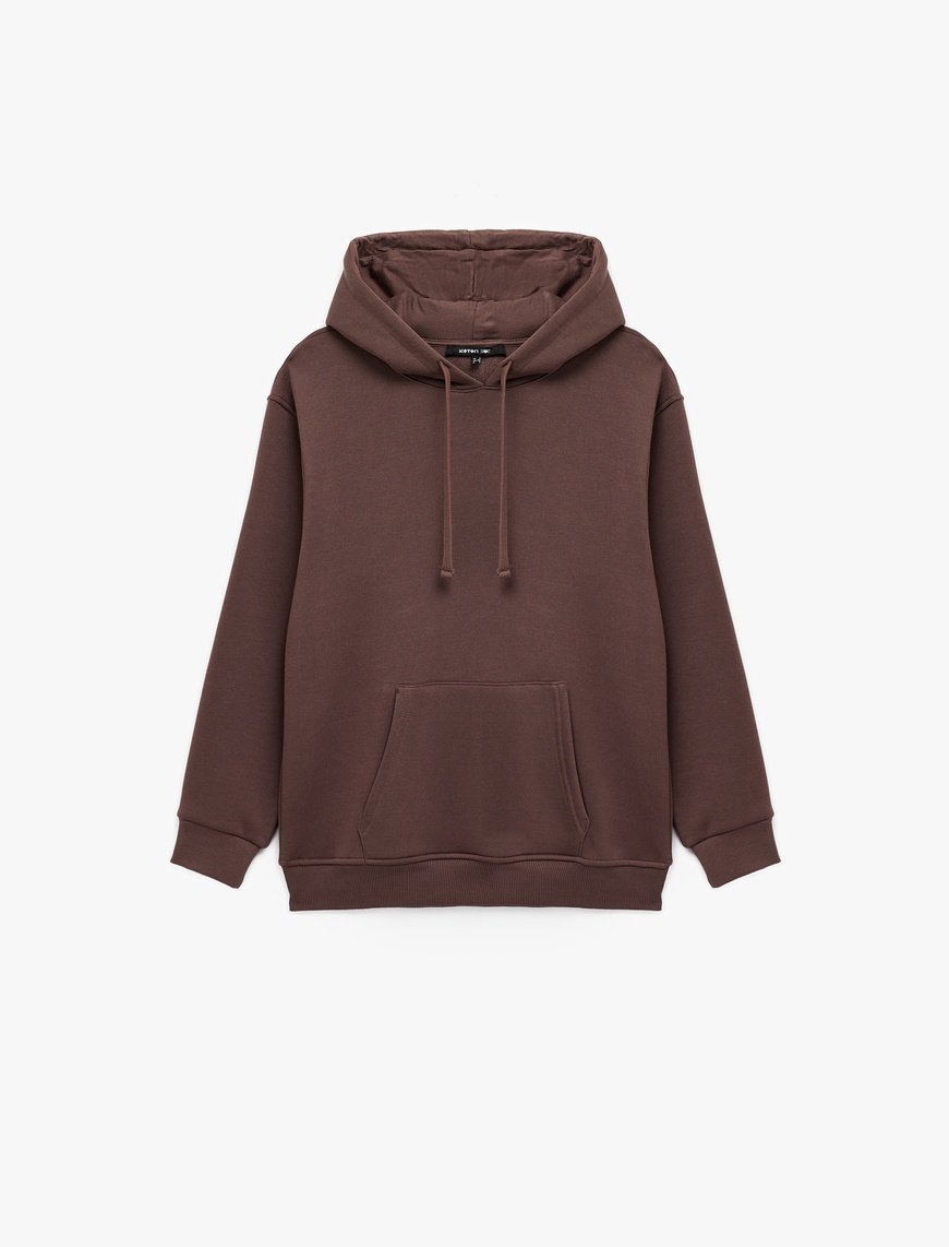  Kapüşonlu Uzun Kollu Kanguru Cepli Oversize Spor Sweatshirt