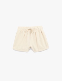 Beli Bağcıklı Cepli Mini Keten Şort