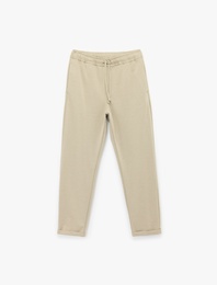 Straight Fit Pike Kumaş Cep Detaylı Beli Bağcıklı Pantolon