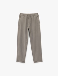 Viskon Cep Detaylı Rayon Tapered Beli Bağcıklı Yazlık Pantolon