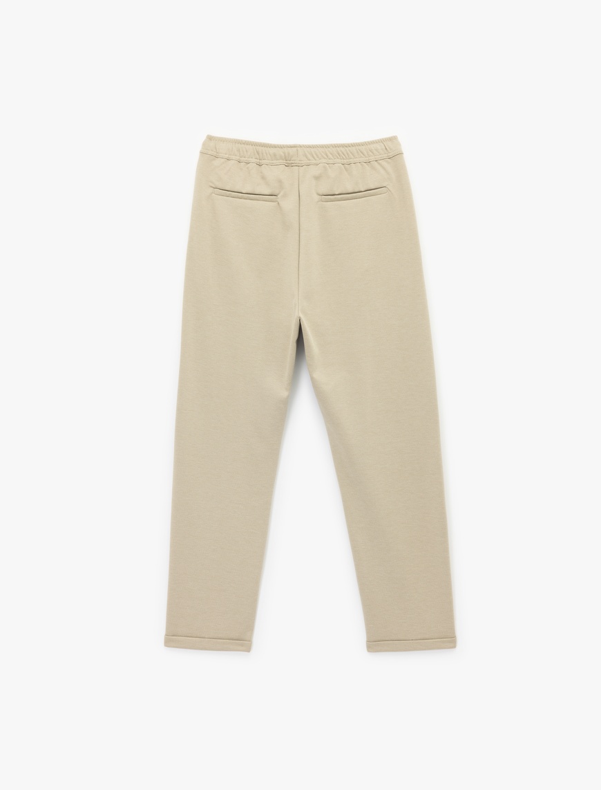   Straight Fit Pike Kumaş Cep Detaylı Beli Bağcıklı Pantolon