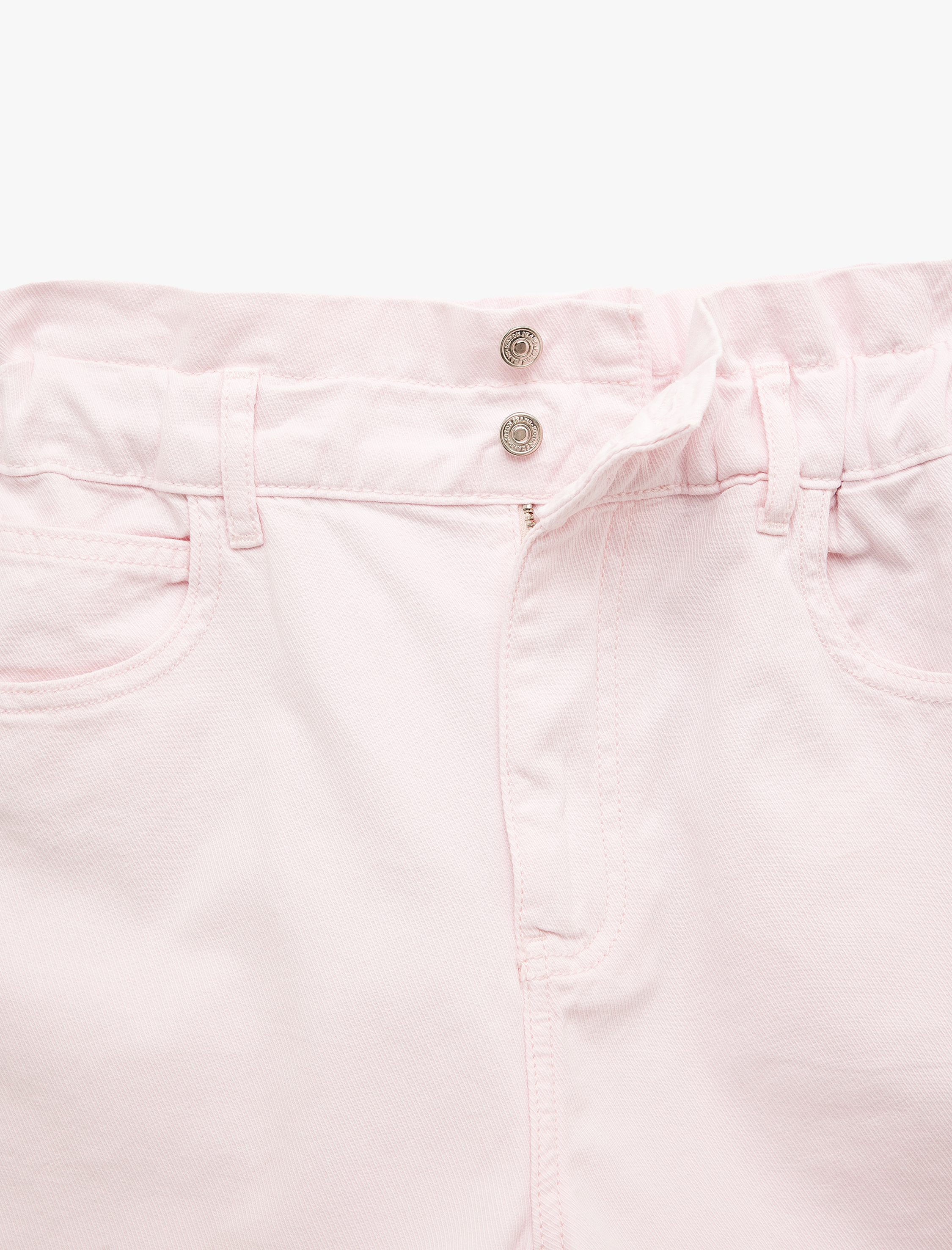   Yüksek Bel Şort Düğmeli Beli Lastikli Cepli Paçası Katlı Rahat Kalıp