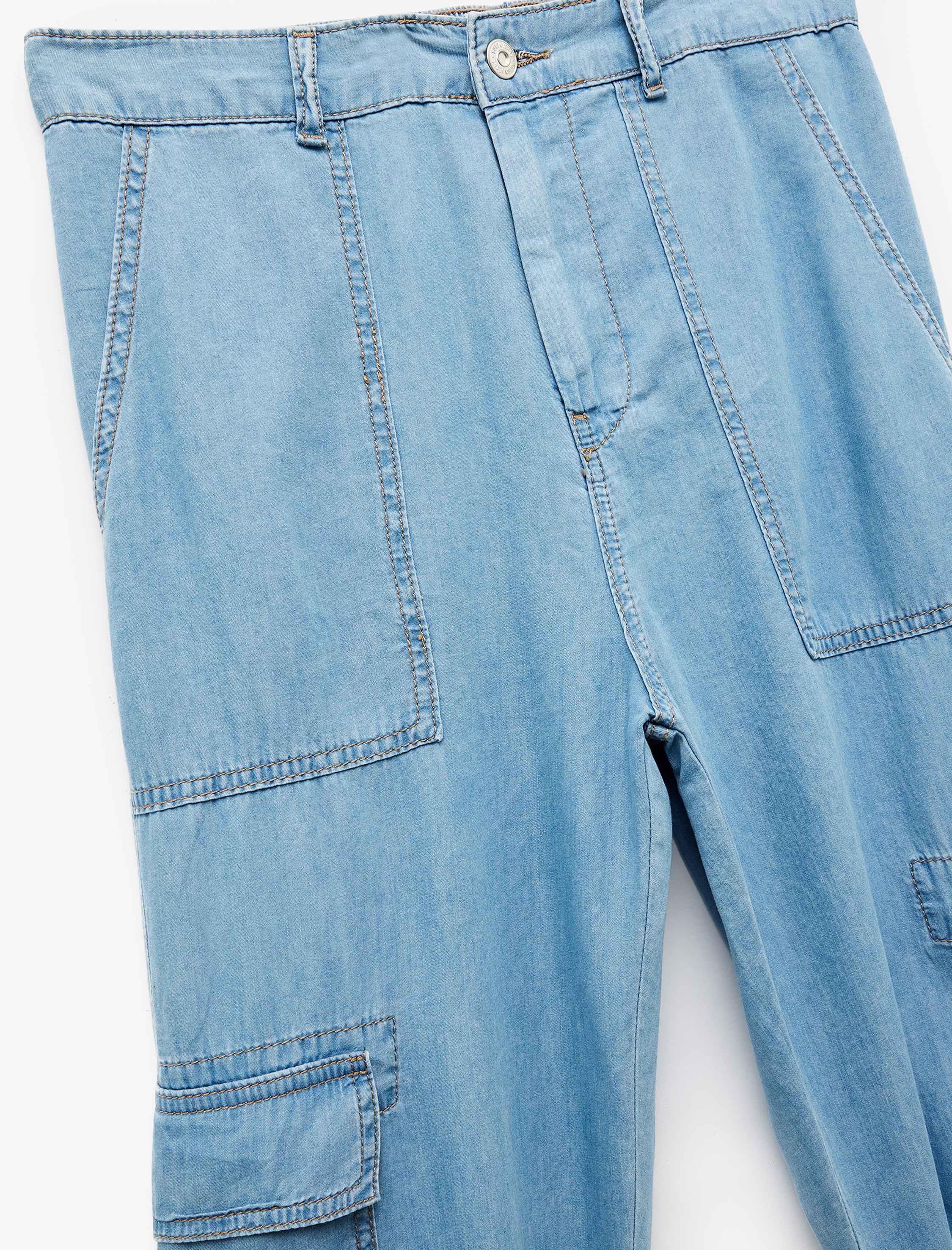   Jogger Kargo Cepli Düğmeli Kot Pantolon