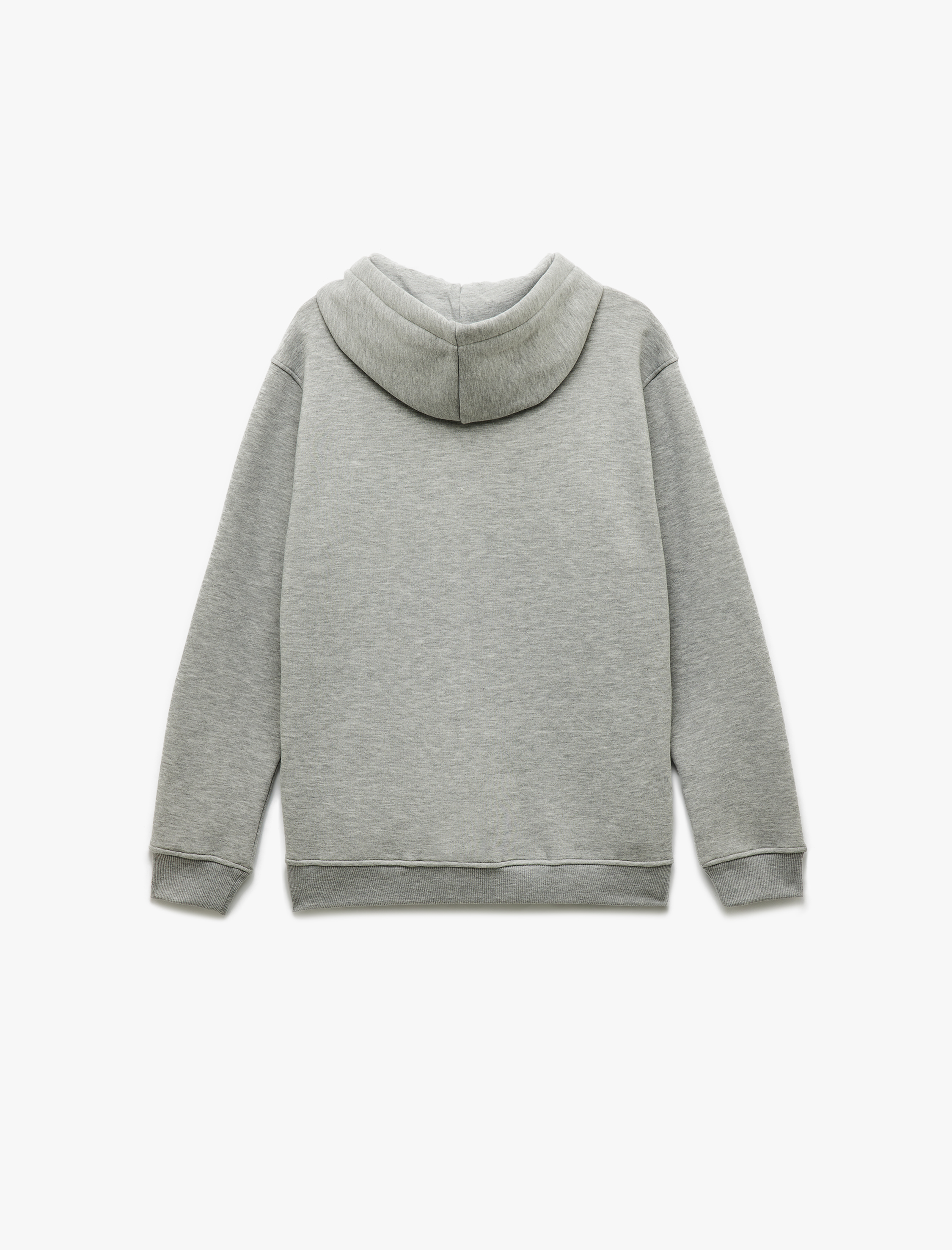   Şardonlu Uzun Kollu Basic Kapşonlu Sweatshirt