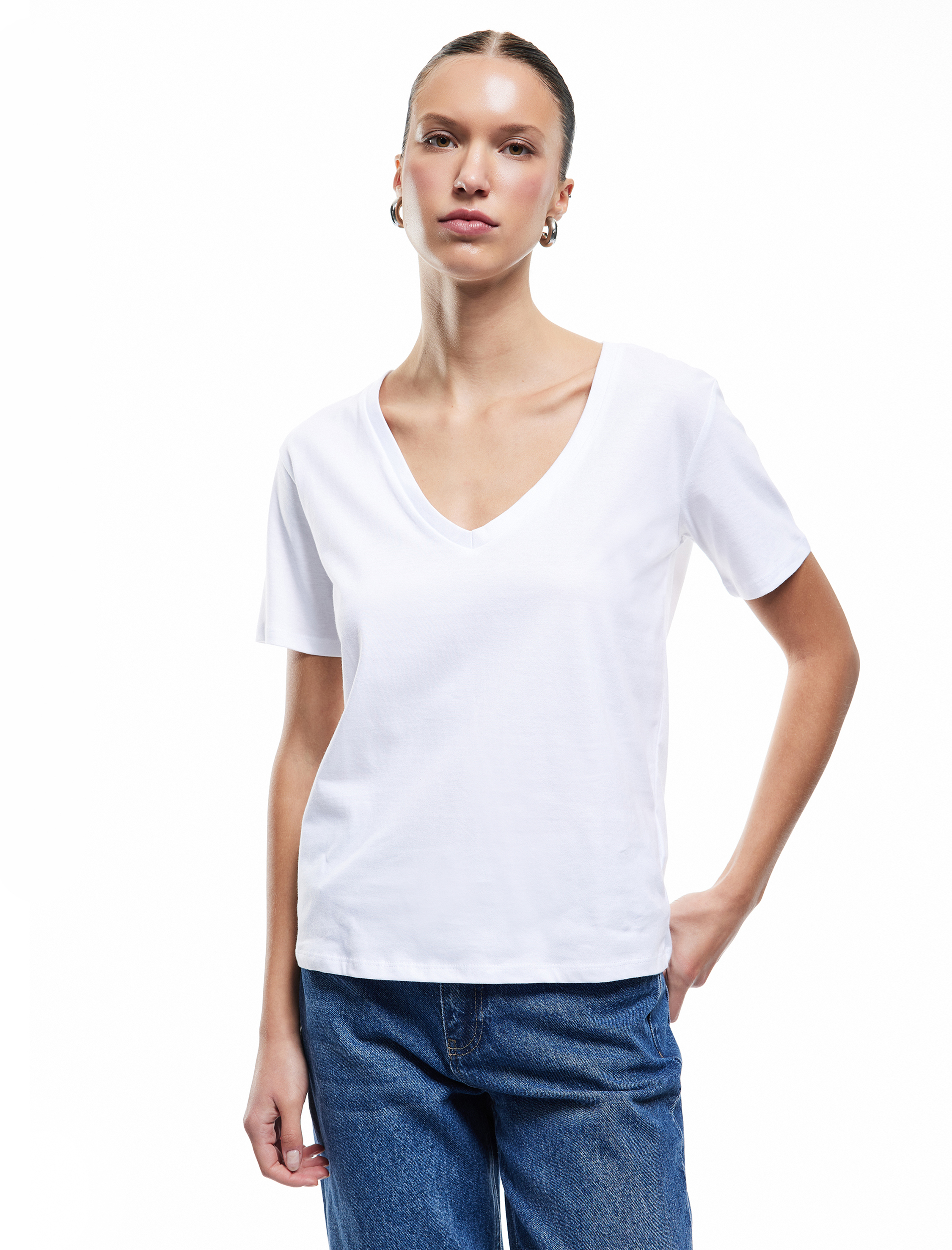   Pamuklu 5'li Kısa Kollu V Yaka Tişört Seti