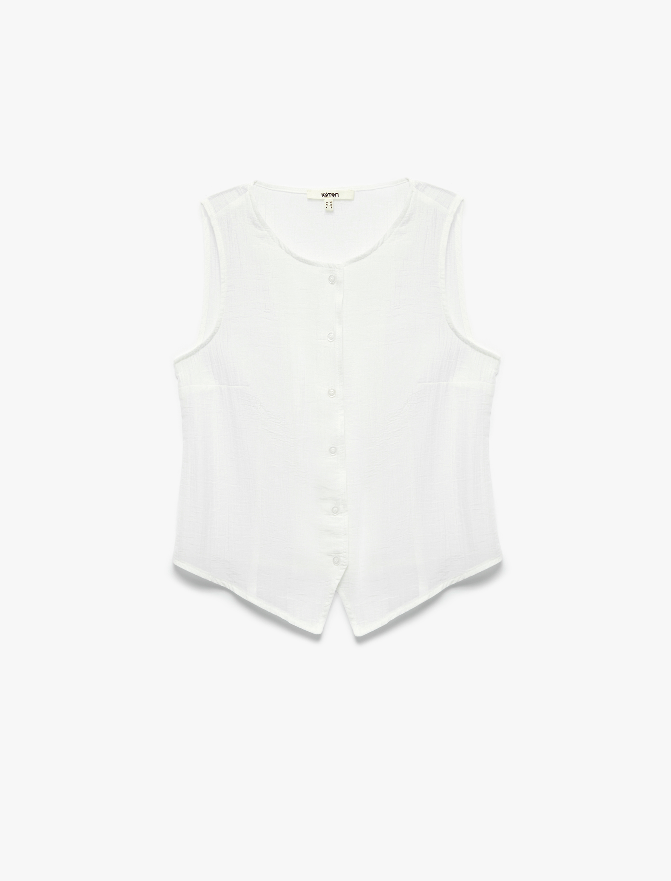   Bisiklet Yaka Düğmeli Kolsuz Bluz