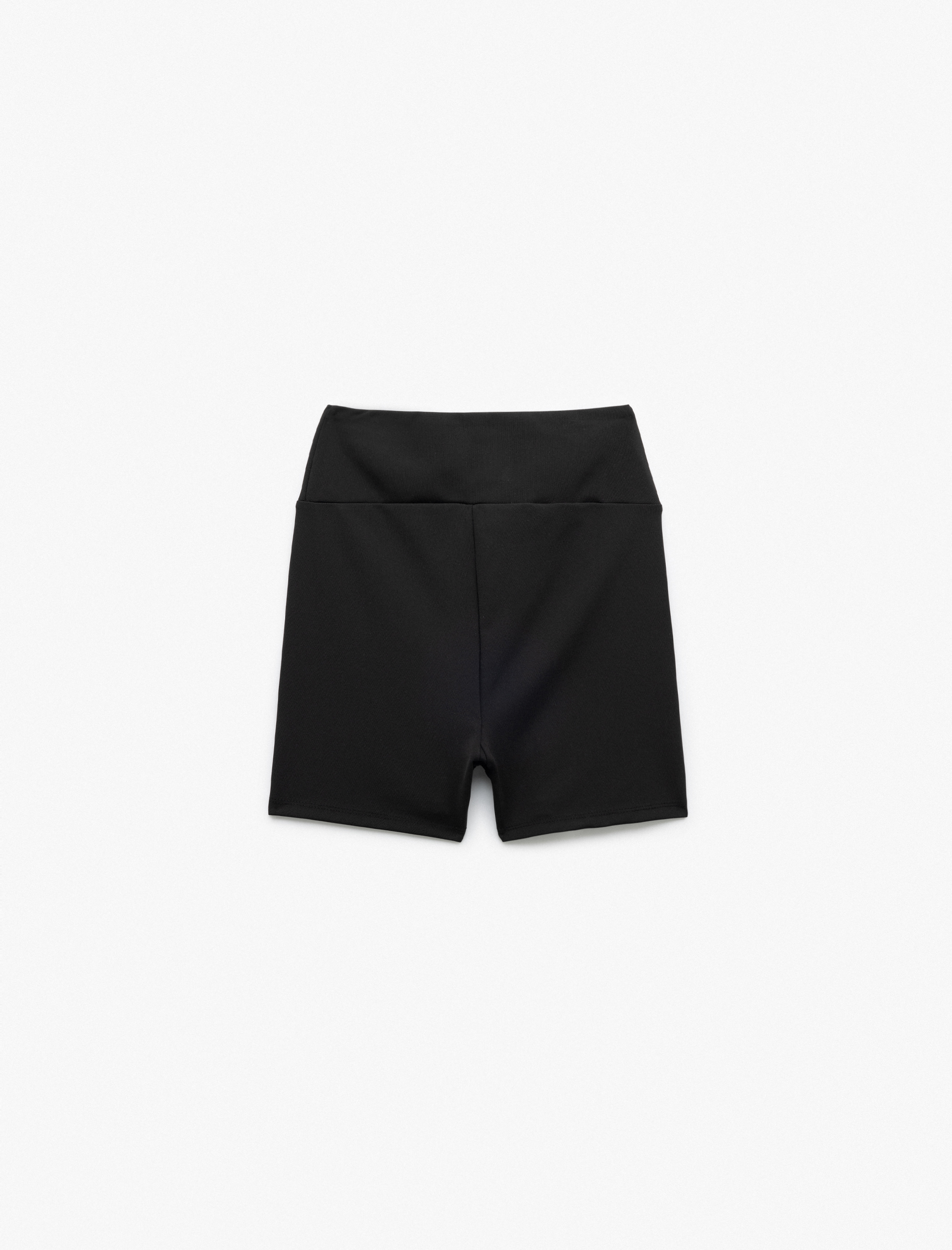   Yüksek Bel Slim Fit İnterlok Biker Spor Tayt