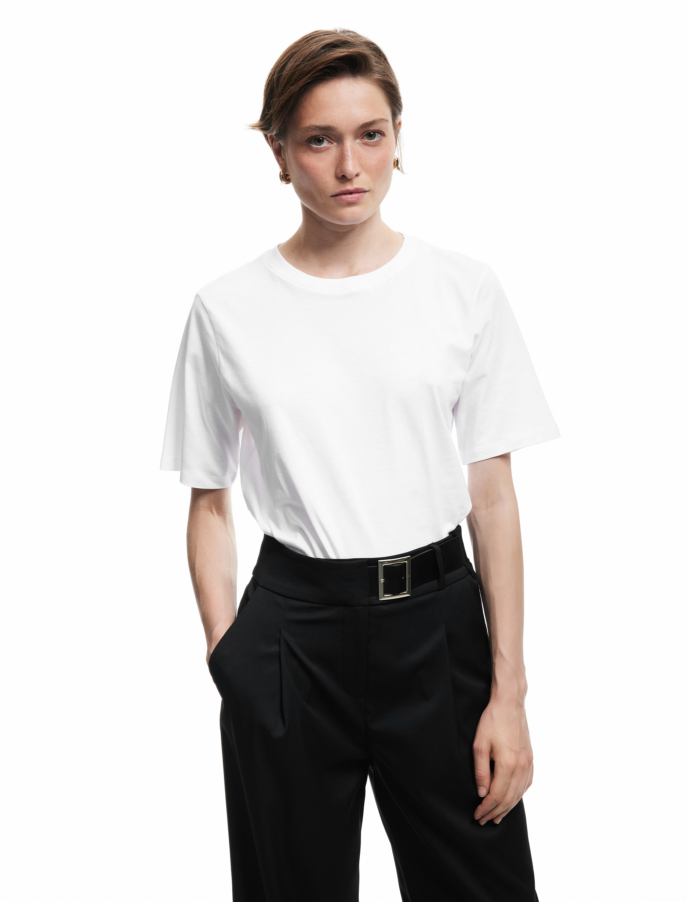   5'li Pamuklu Bisiklet Yaka Kısa Kollu Kadın Tişört Seti