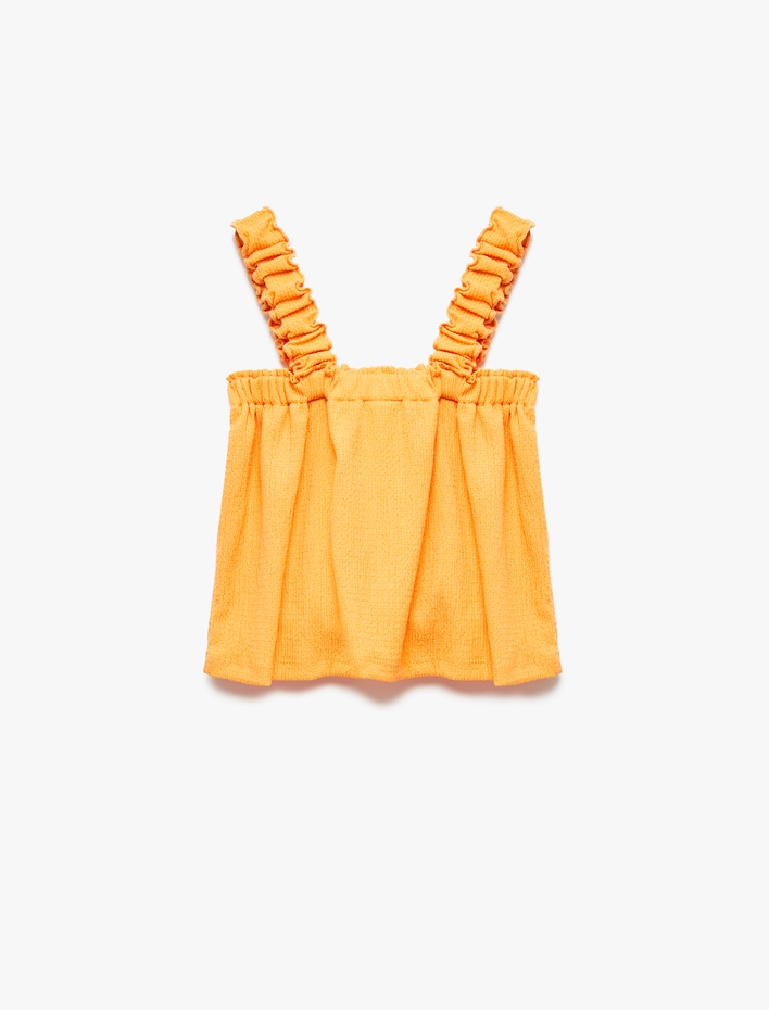 Kız Bebek Dokulu Büzgü Detaylı Askılı Atlet