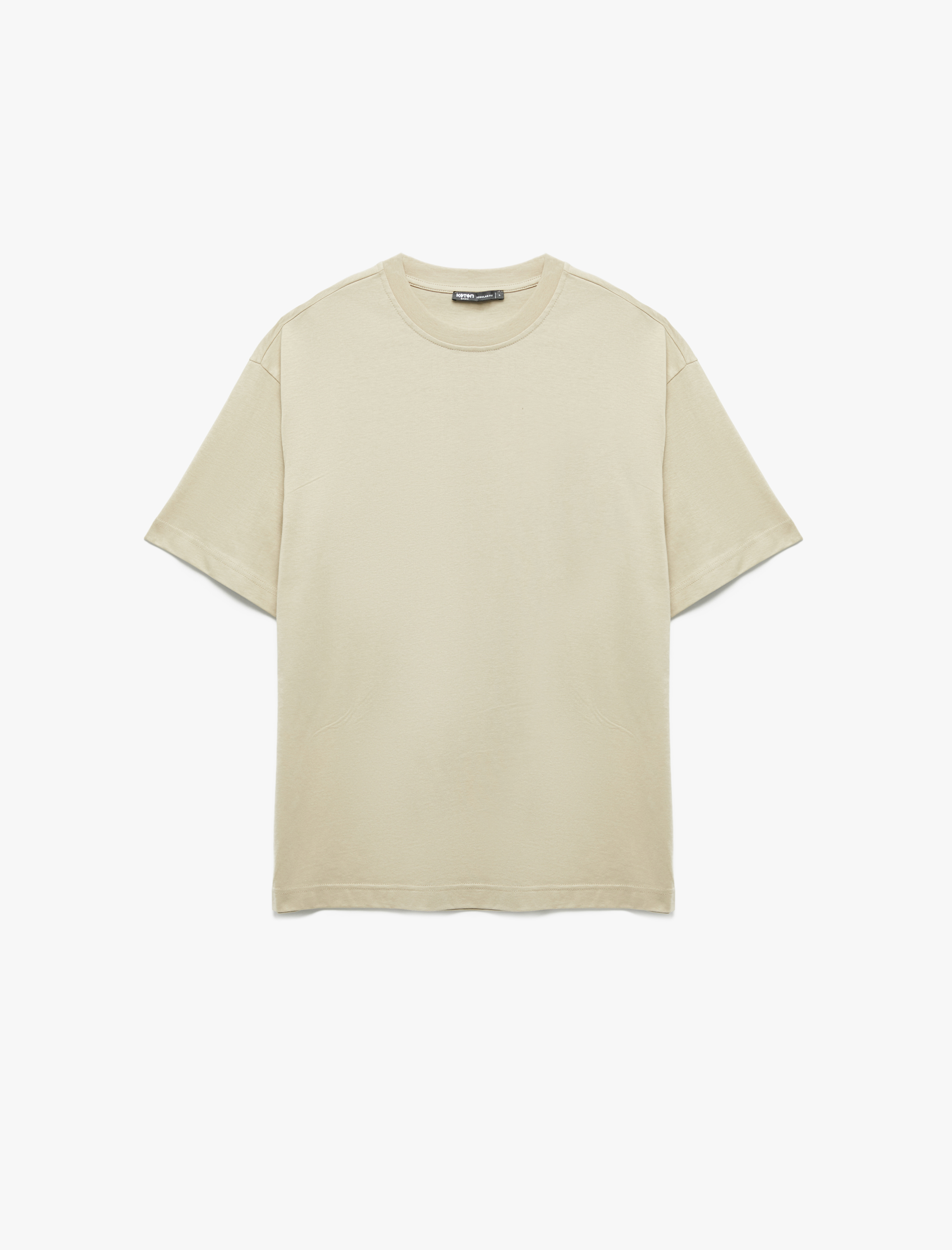   Kısa Kollu Bisiklet Yaka Pamuklu Basic Oversize Tişört