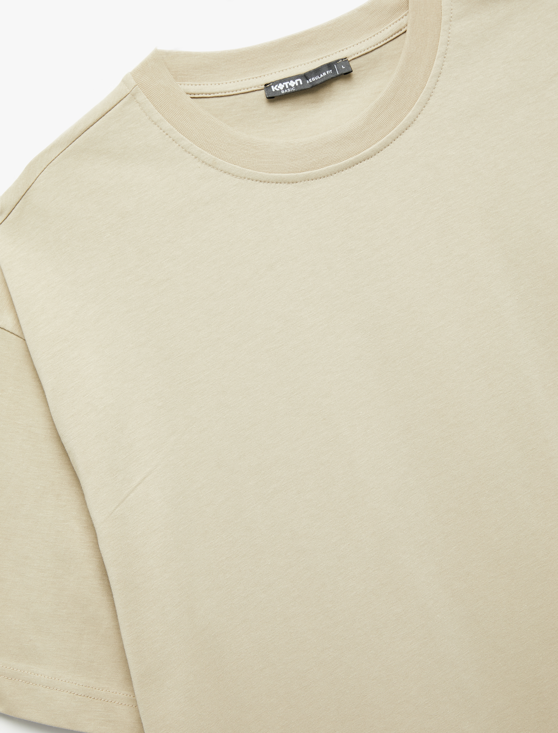   Kısa Kollu Bisiklet Yaka Pamuklu Basic Oversize Tişört