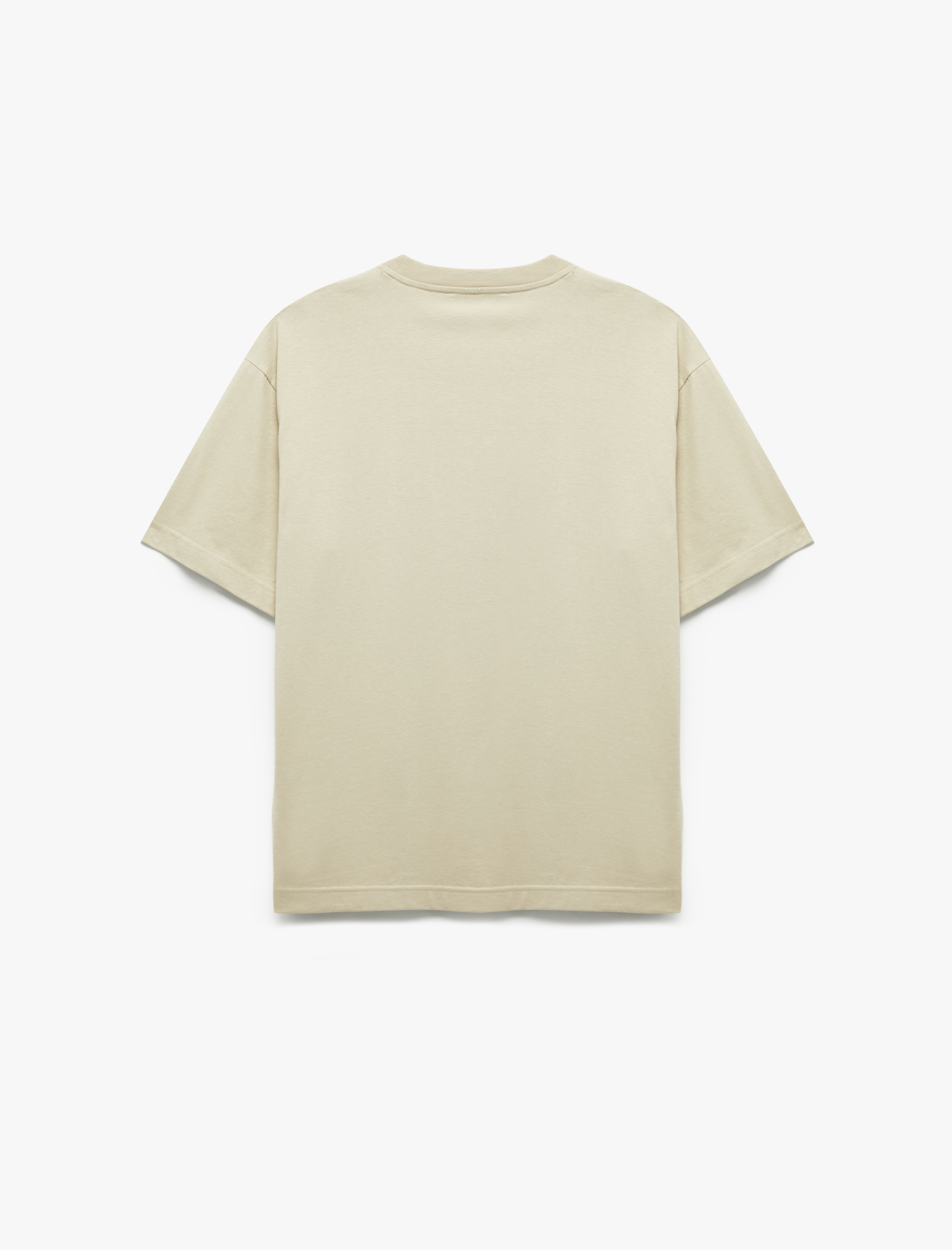   Kısa Kollu Bisiklet Yaka Pamuklu Basic Oversize Tişört