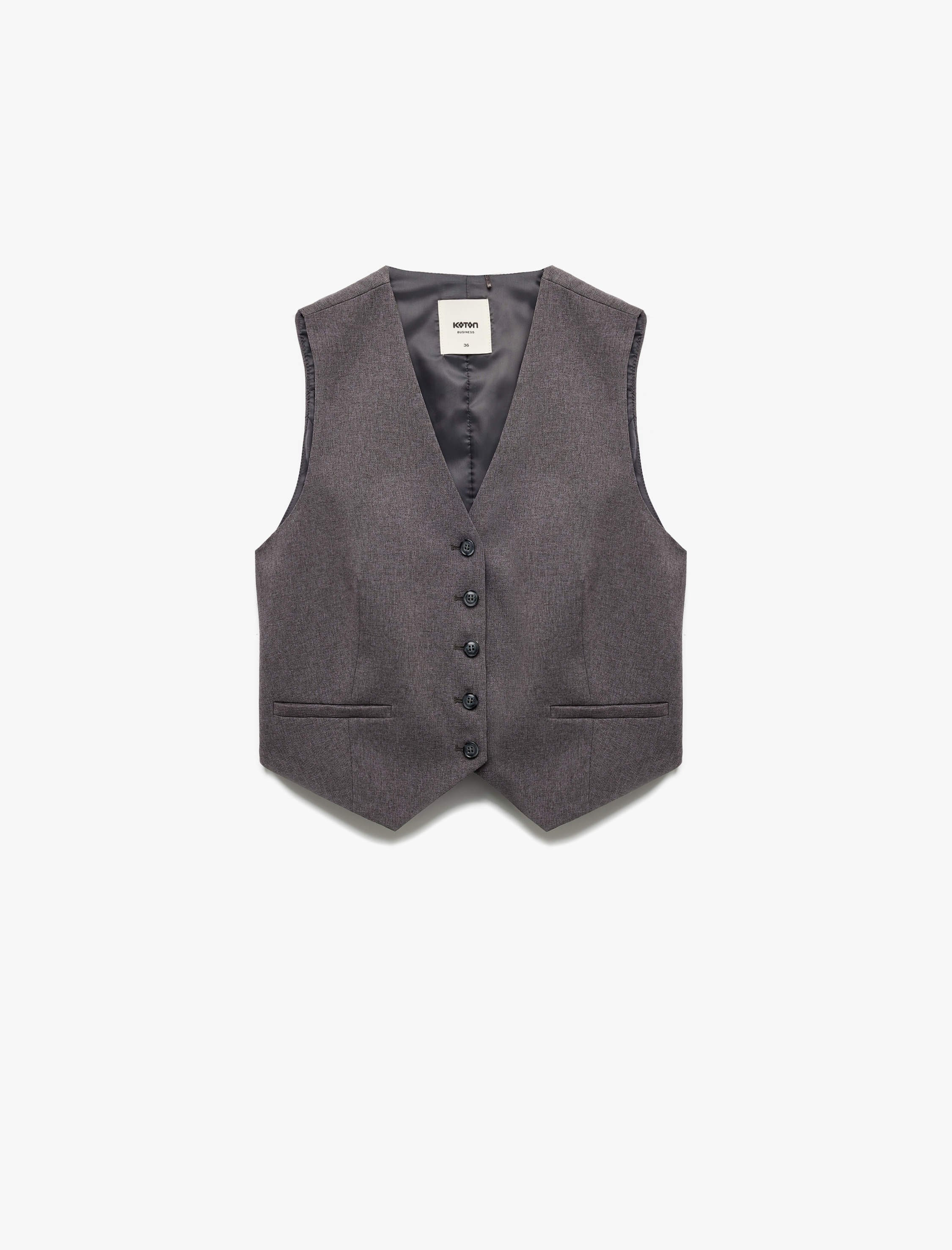   V Yaka Düğmeli Blazer Yelek