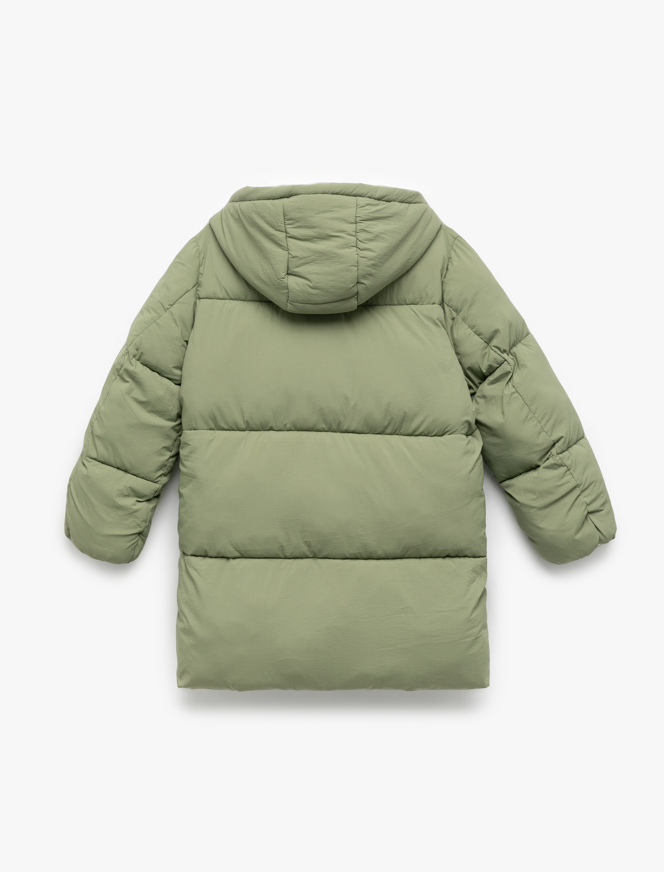  Kız Çocuk Kapşonlu Uzun Kollu Cepli Kapitone Mont