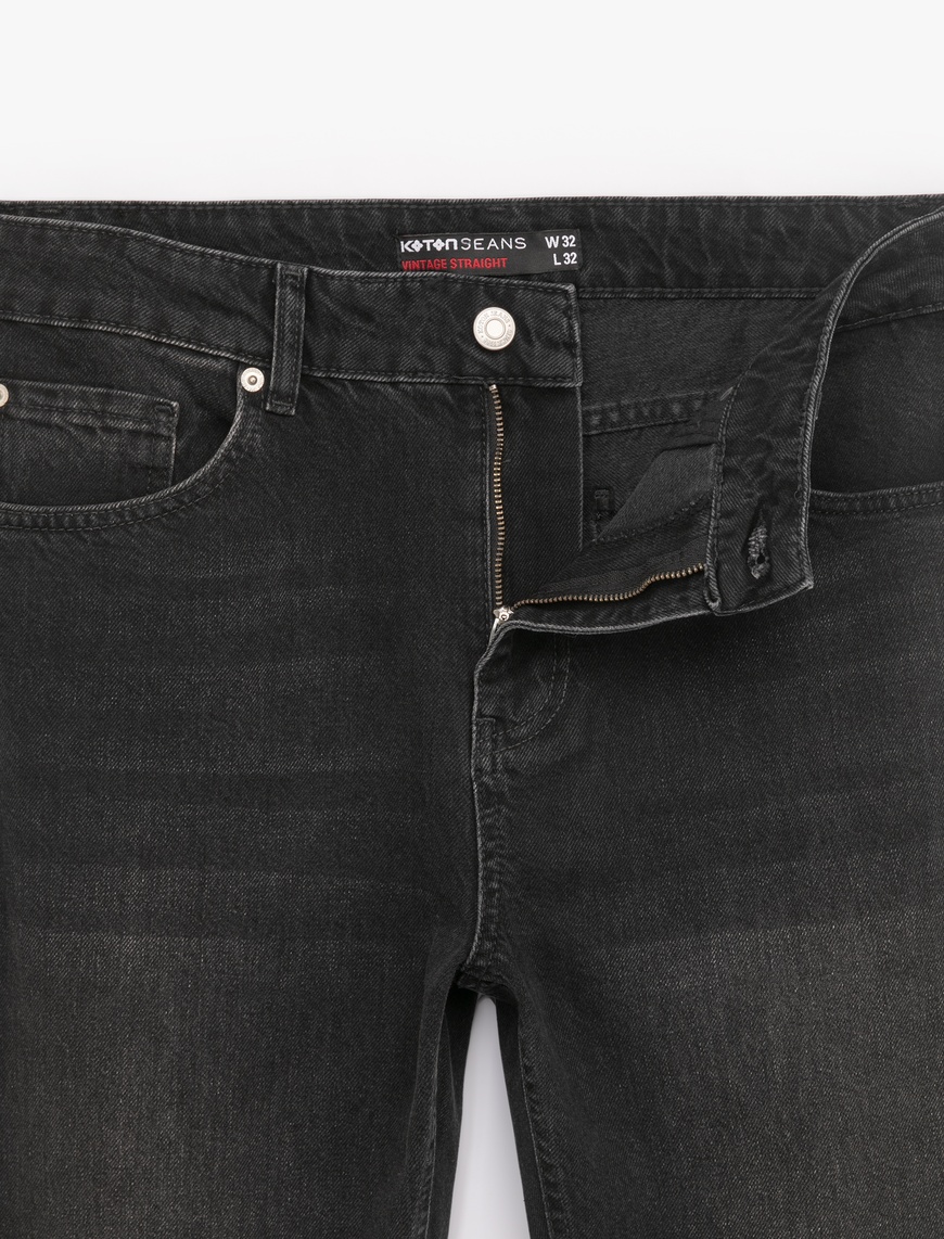   Pamuklu Normal Bel Vintage Straight Fit Jean Pantolon