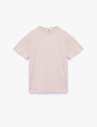 Kısa Kollu Bisiklet Yaka Pamuklu Basic Oversize Tişört