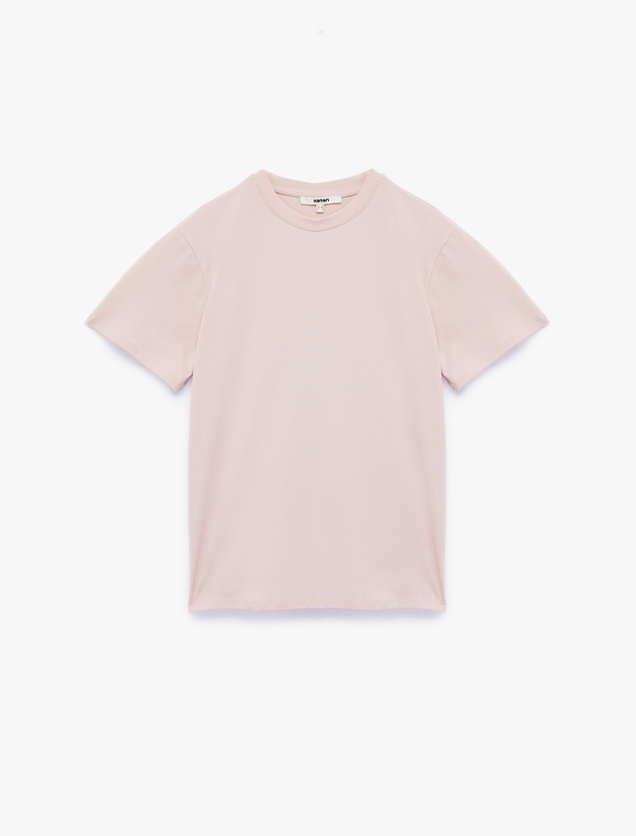  Kısa Kollu Bisiklet Yaka Pamuklu Basic Oversize Tişört