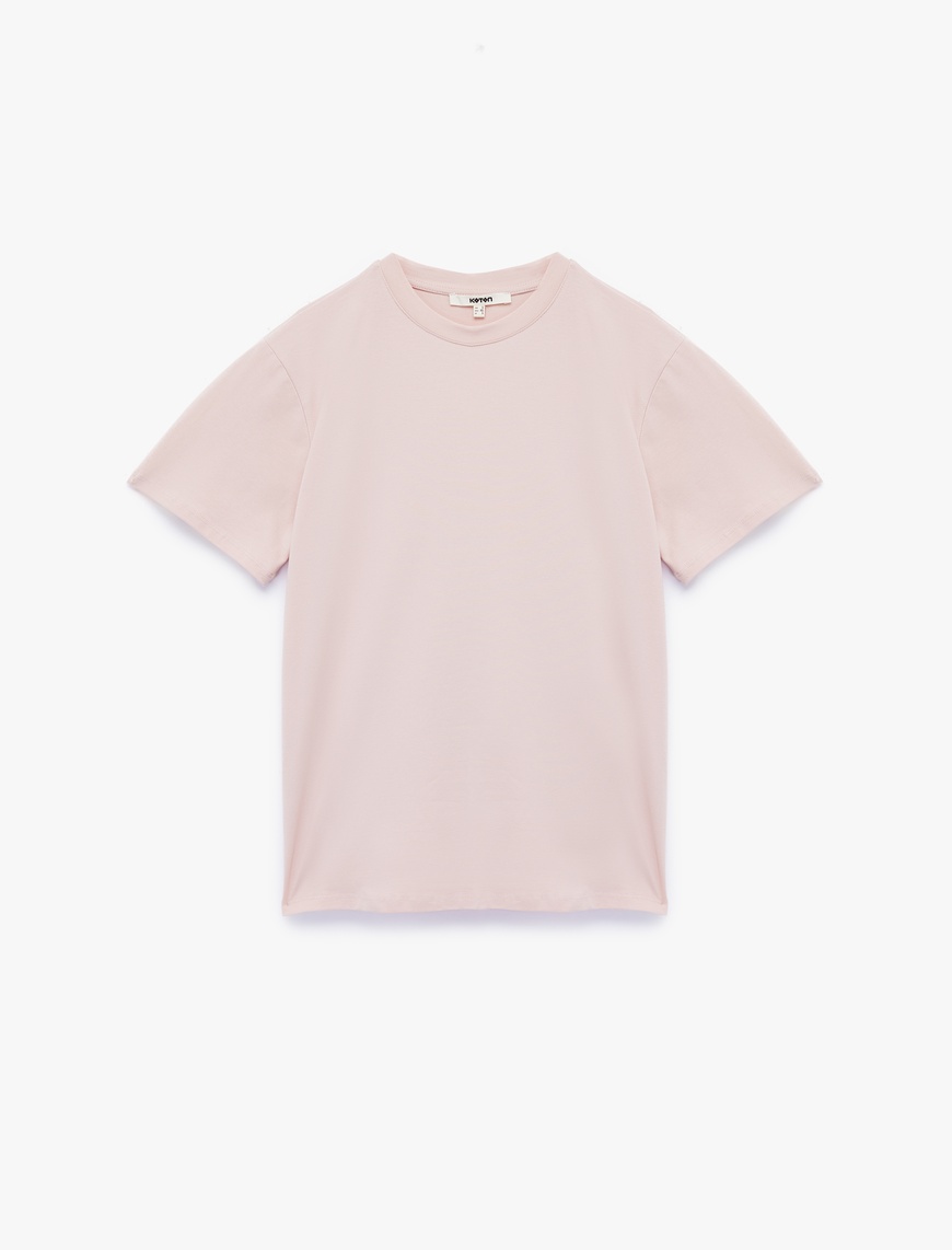   Kısa Kollu Bisiklet Yaka Pamuklu Basic Oversize Tişört