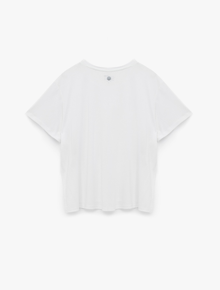  Kısa Kollu Bisiklet Yaka Oversize Spor Tişört