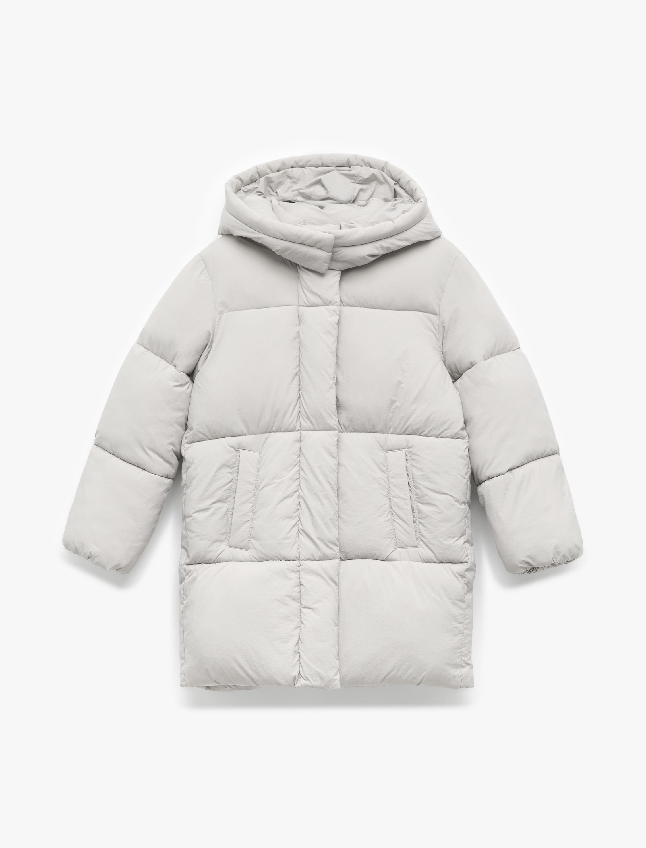  Kız Çocuk Kapşonlu Uzun Kollu Cepli Kapitone Mont