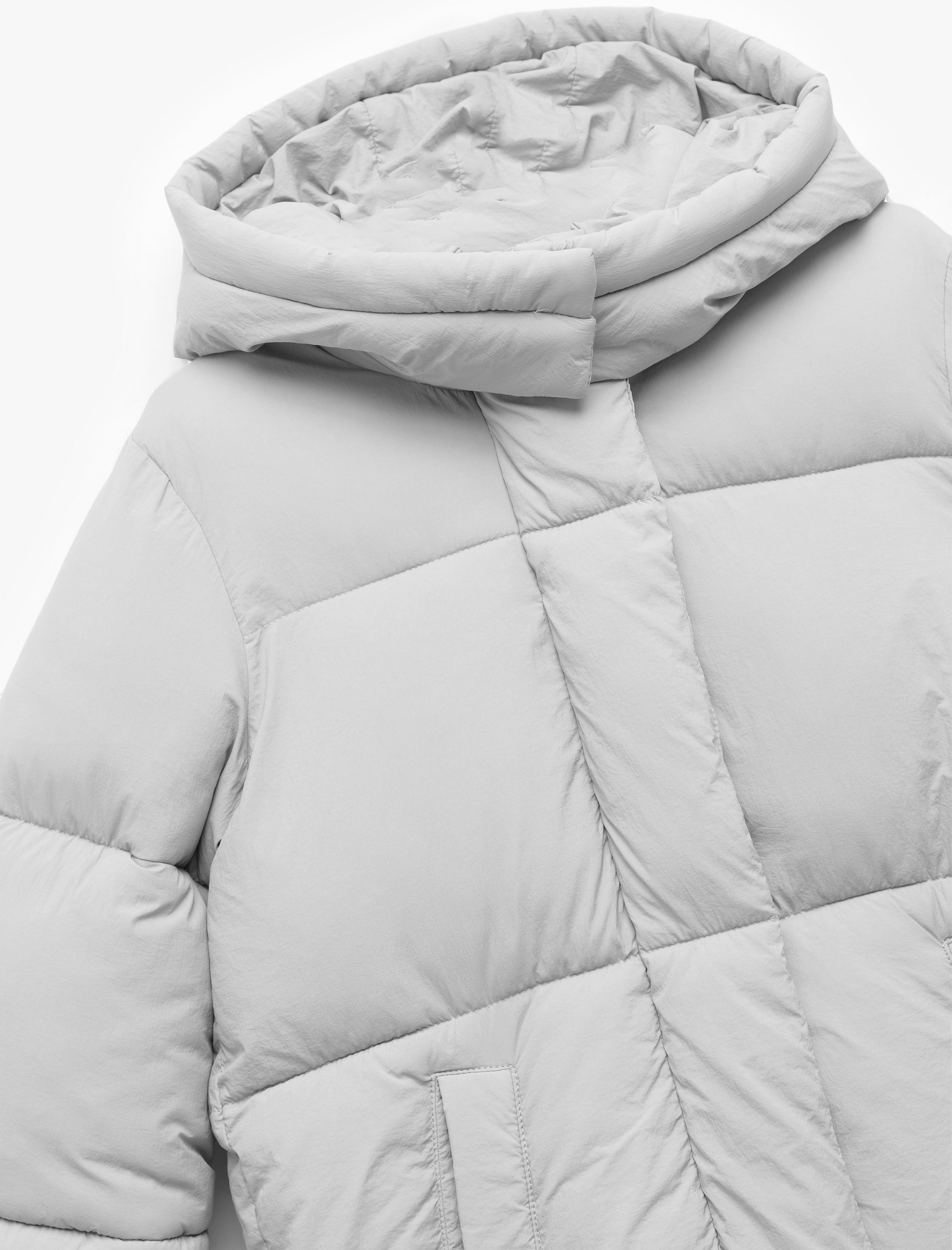  Kız Çocuk Kapşonlu Uzun Kollu Cepli Kapitone Mont