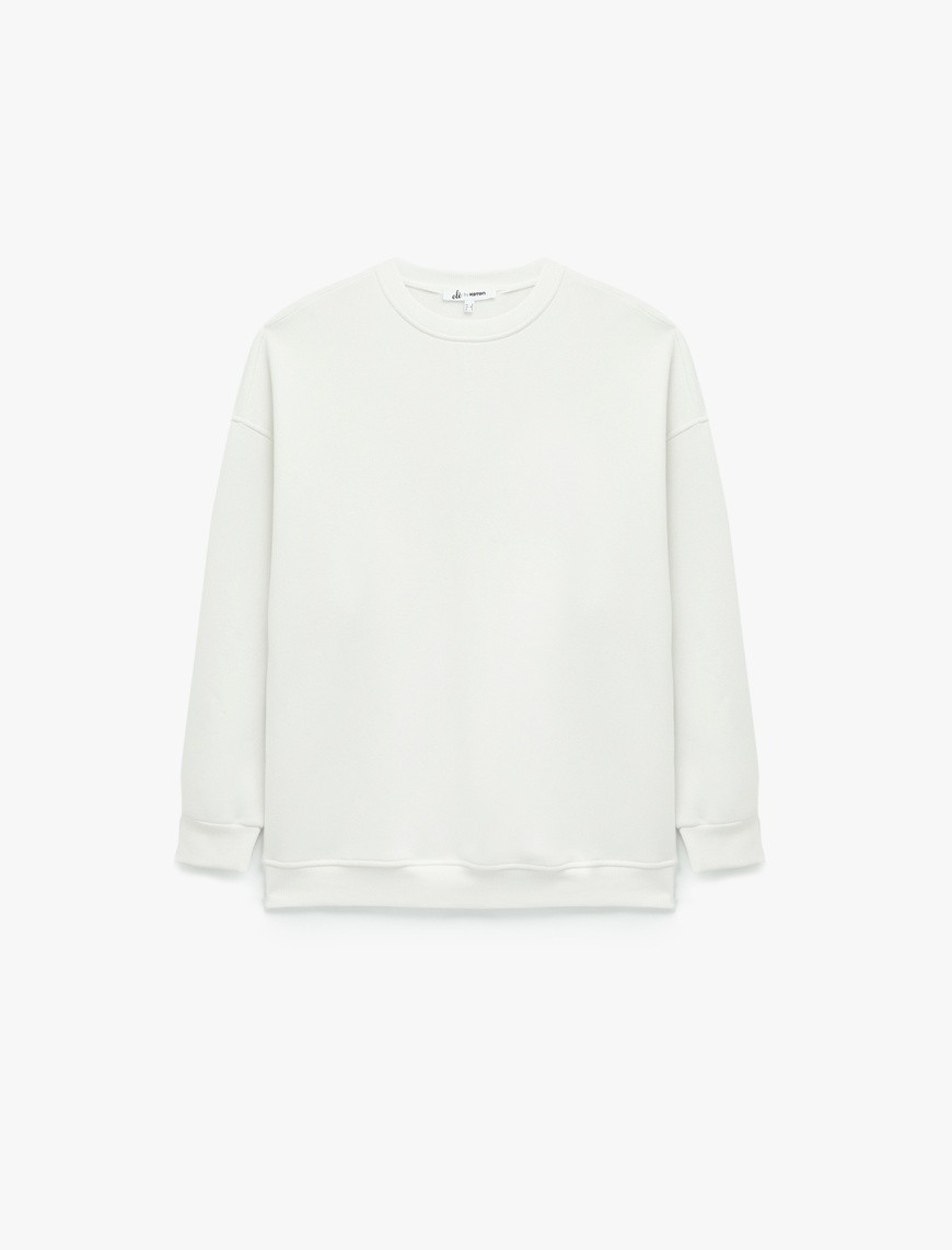   Rahat Kalıp Uzun Kollu Bisiklet Yaka Pamuklu Basic 2'li Sweatshirt Seti