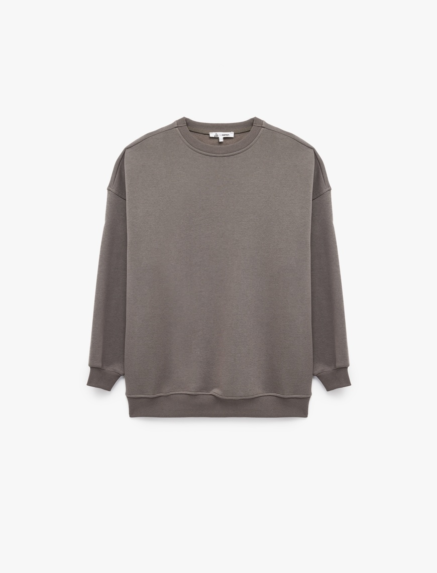   Rahat Kalıp Uzun Kollu Bisiklet Yaka Pamuklu Basic 2'li Sweatshirt Seti