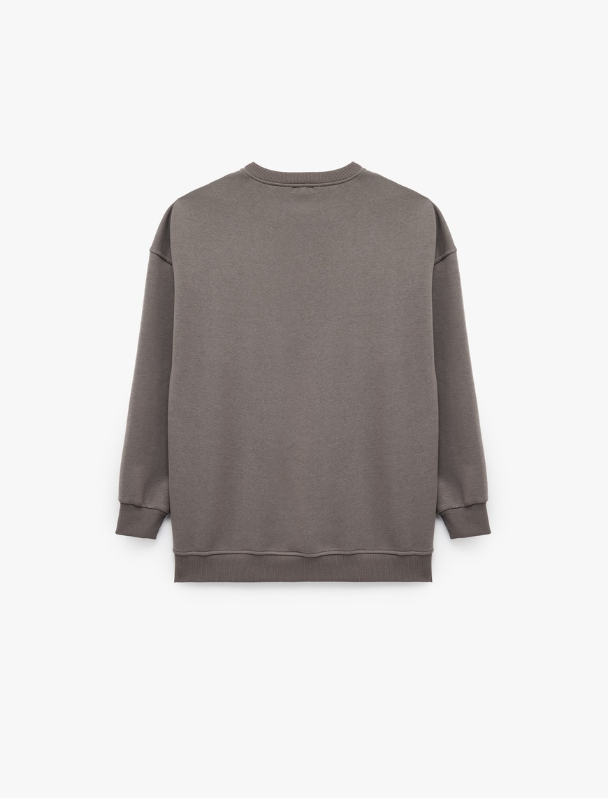   Rahat Kalıp Uzun Kollu Bisiklet Yaka Pamuklu Basic 2'li Sweatshirt Seti