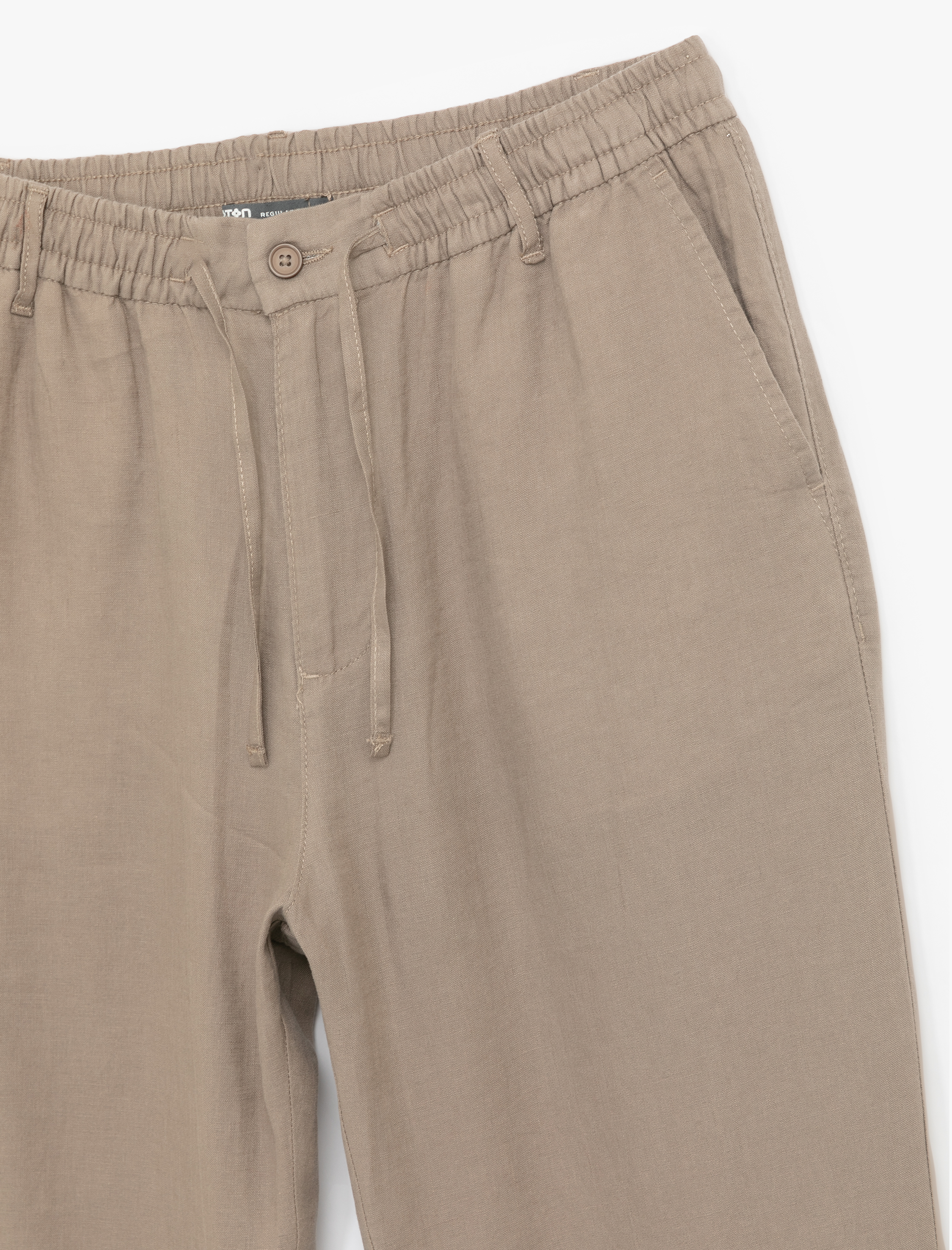   Beli Bağcıklı Düğmeli Keten Pantolon