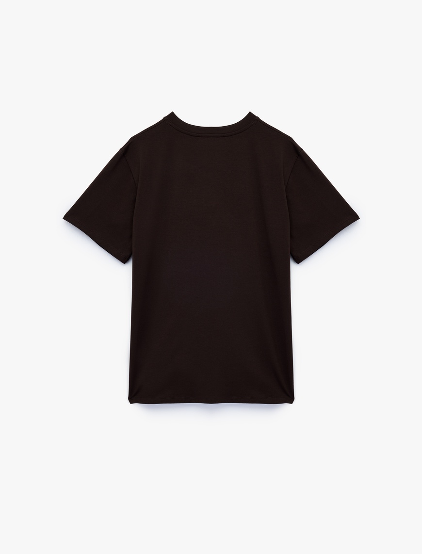   Kısa Kollu Bisiklet Yaka Pamuklu Basic Oversize Tişört