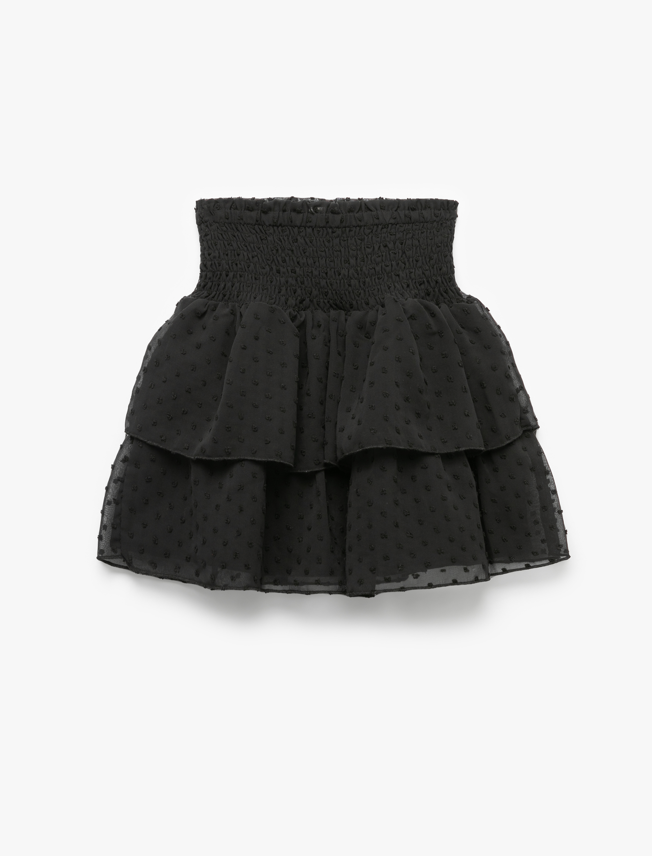  Kız Çocuk Kat Detaylı Yüksek Bel Gipeli Fırfırlı Etek