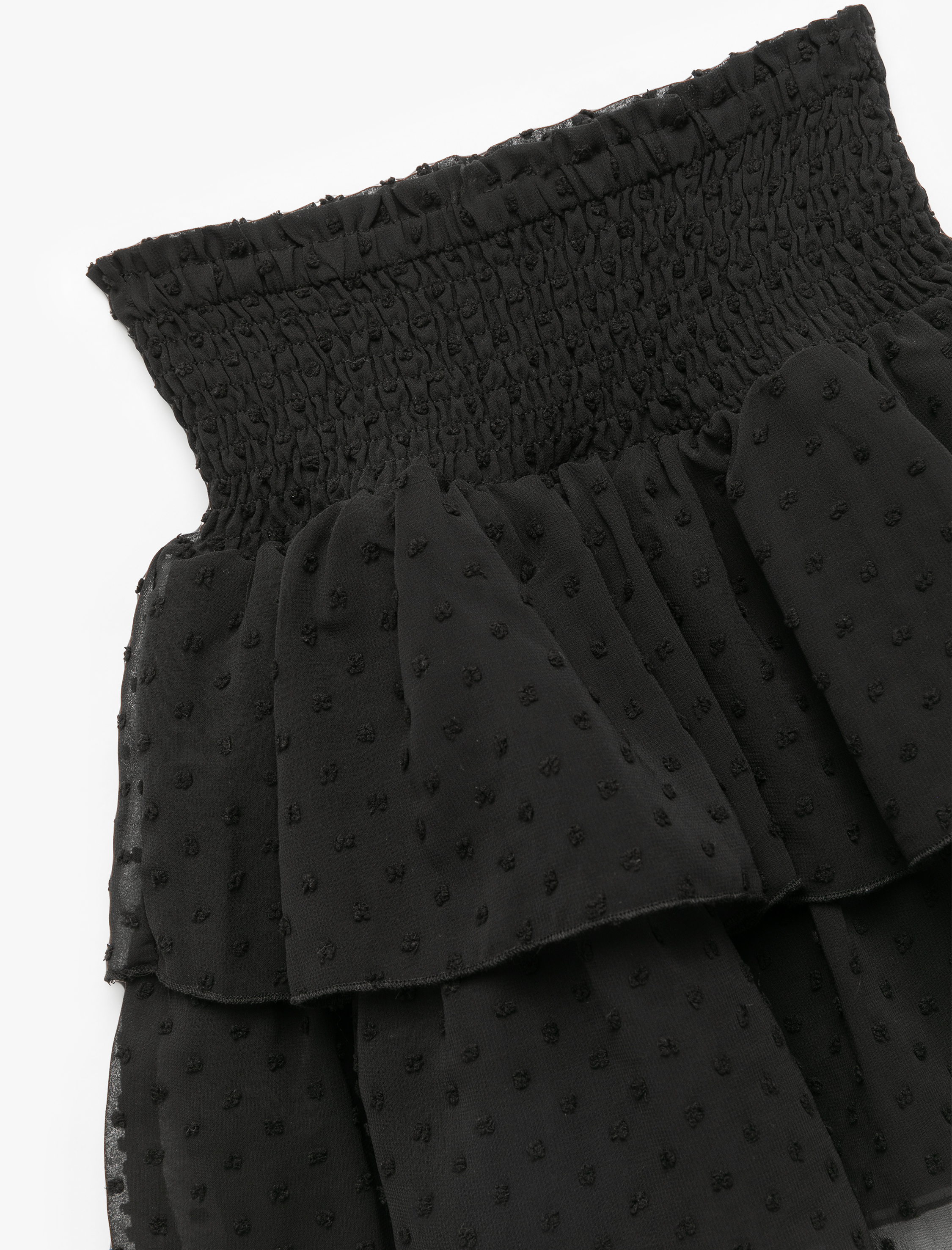  Kız Çocuk Kat Detaylı Yüksek Bel Gipeli Fırfırlı Etek