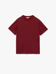 Kısa Kollu Bisiklet Yaka Pamuklu Basic Oversize Tişört