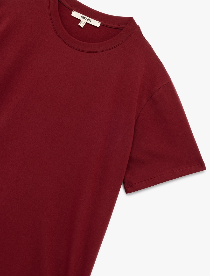   Kısa Kollu Bisiklet Yaka Pamuklu Basic Oversize Tişört