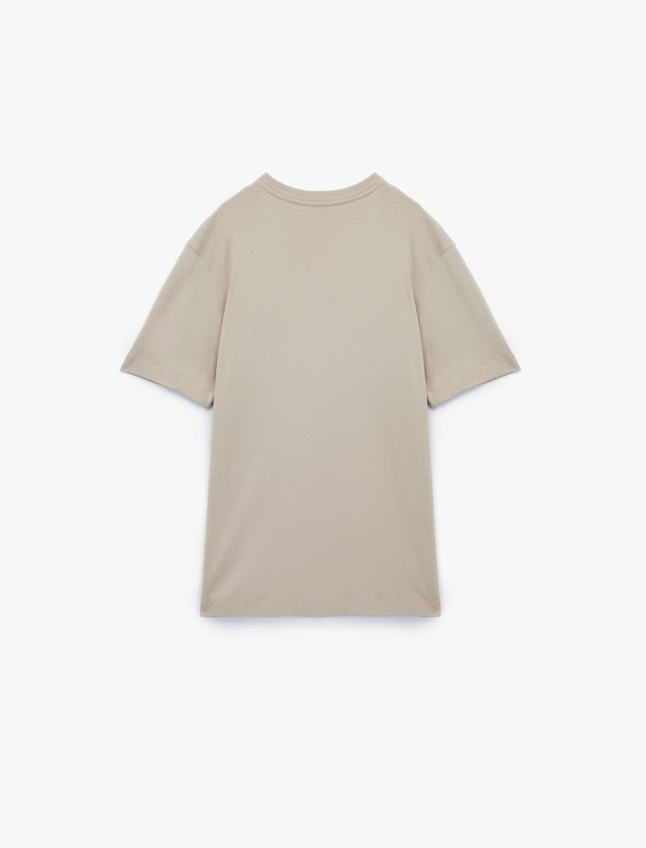  Regular Fit Bisiklet Yaka Pamuklu Tok Kumaş Kısa Kollu Basic Tişört