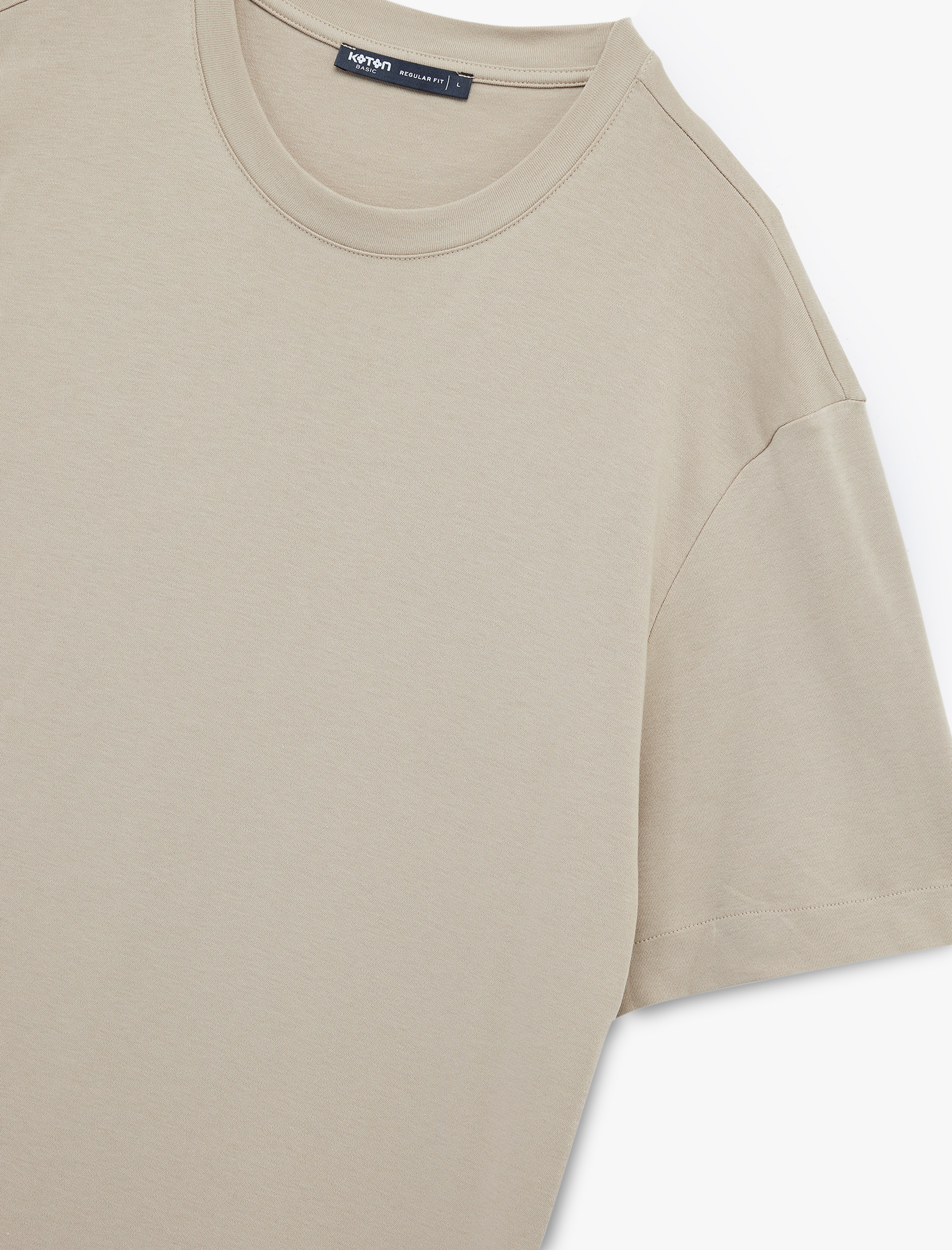   Regular Fit Bisiklet Yaka Pamuklu Tok Kumaş Kısa Kollu Basic Tişört