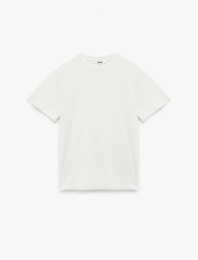 Kısa Kollu Bisiklet Yaka Pamuklu Basic Oversize Tişört
