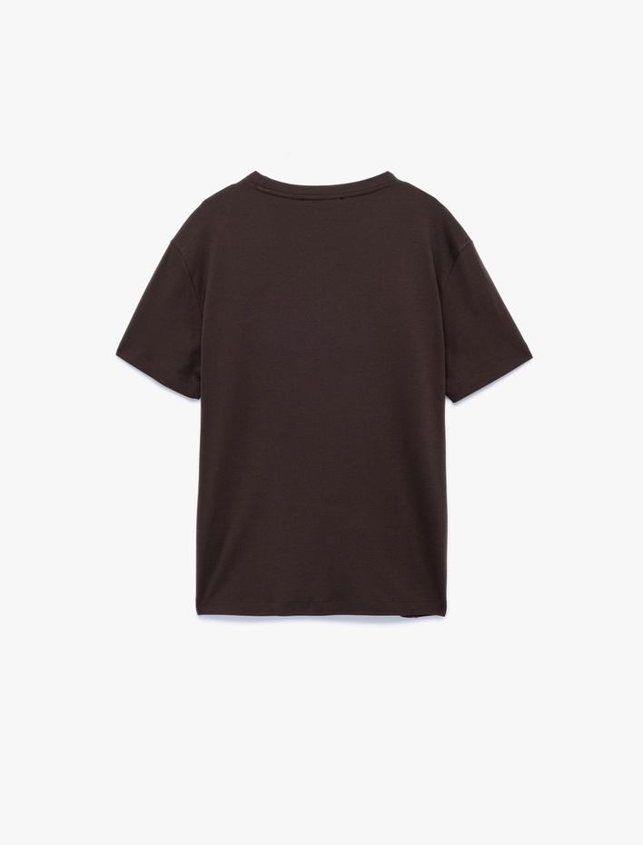  Regular Fit Bisiklet Yaka Pamuklu Tok Kumaş Kısa Kollu Basic Tişört