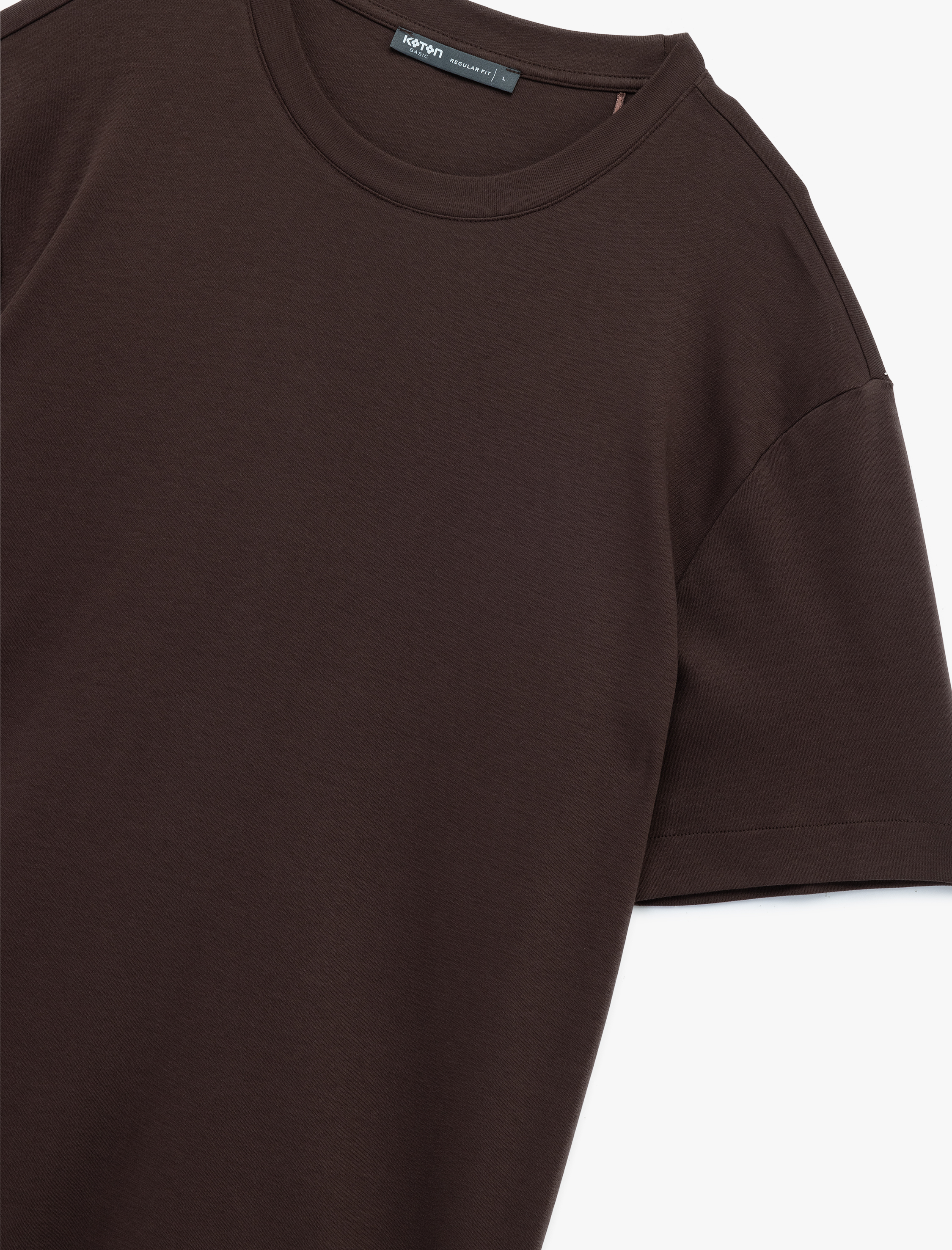   Regular Fit Bisiklet Yaka Pamuklu Tok Kumaş Kısa Kollu Basic Tişört