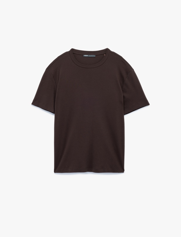 Regular Fit Bisiklet Yaka Pamuklu Kısa Kollu Basic Tişört_0